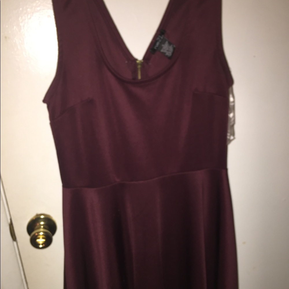 V Neck Maroon Dress